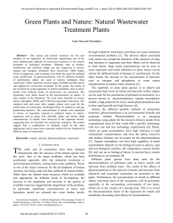 Green Plants and Nature: Natural Wastewater Treatment Plants