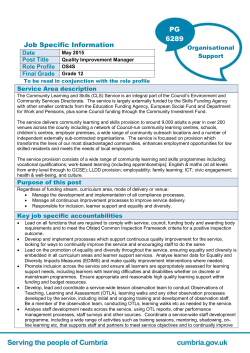 Cumbria County Council Role Profile Description