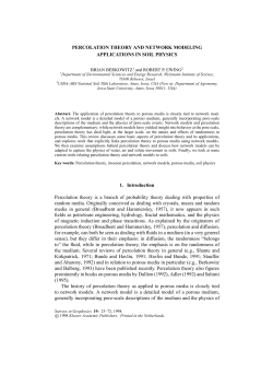 Percolation Theory and Network Modeling Applications in Soil Physics