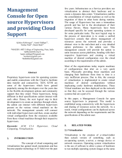 Management Console for Open source Hypervisors and providing