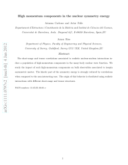 High momentum components in the nuclear symmetry energy