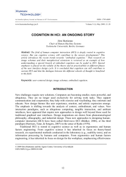 cognition in hci: an ongoing story