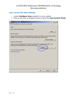 CA OPS/MVS WebCenter OPSWEB JAVA 1.8 Settings