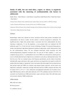 Intake of milk, but not total dairy, yogurt, or cheese, is negatively