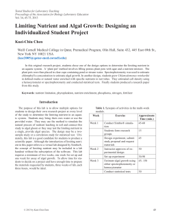 Limiting Nutrient and Algal Growth