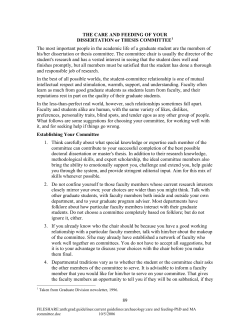 89 THE CARE AND FEEDING OF YOUR DISSERTATION or THESIS