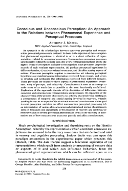 Conscious and Unconscious Perception: An Approach to the