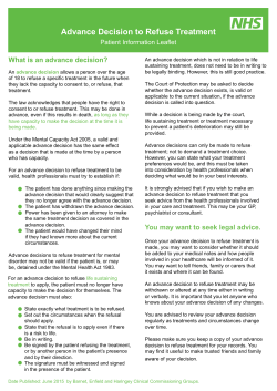 Advance Decision to Refuse Treatment