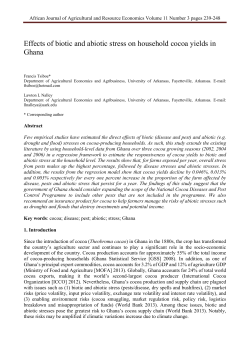 Effects of biotic and abiotic stress on household cocoa yields in Ghana