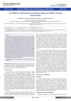 The Effects of Metal Ions on Heparin/Heparin Sulfate