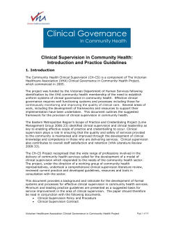 Clinical Supervision – minimum standards and bench marks