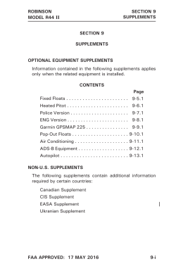 FAA APPROVED: 17 MAY 2016 9-i ROBINSON MODEL R44 II