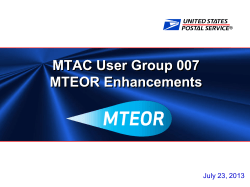 MTAC User Group 007 MTEOR Enhancements