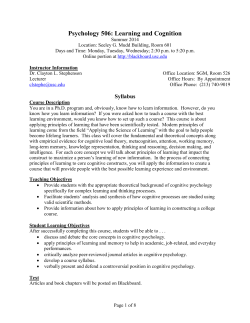 Psychology 360: Cognitive Psychology
