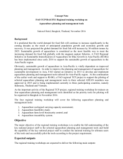 Objective Expected outputs - Food and Agriculture Organization of
