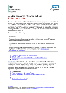 London seasonal influenza bulletin 27 February 2014 The pan