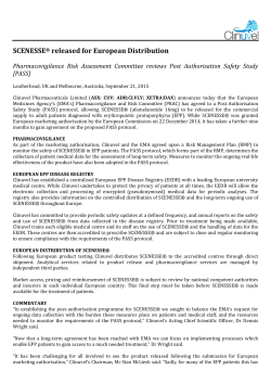 SCENESSE&reg; released for European Distribution