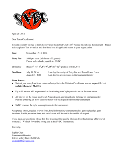 April 25 2016 Dear Team Coordinator​: You are cordially invited to