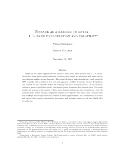 Finance as a barrier to entry: U.S. bank deregulation and volatility&lowast;