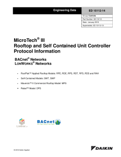 MicroTech III Rooftop and Self Contained Unit Controller Protocol