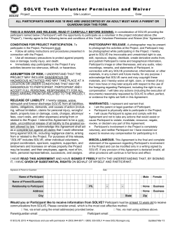 SOLVE Youth Volunteer Permission and Waiver