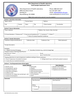 Ohio Department of Health Laboratory Food Sample Submission