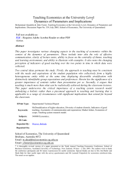 Teaching Economics at the University Level Dynamics of