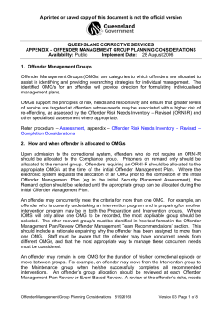 Offender Management Group Planning Considerations
