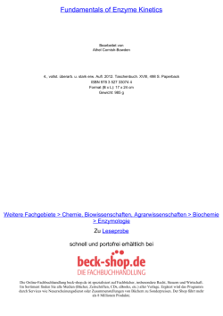 Fundamentals of Enzyme Kinetics - Toc - Beck-Shop