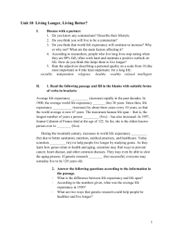 Unit 10 Living Longer, Living Better