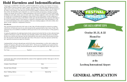 Hold Harmless and Indemnification GENERAL APPLICATION