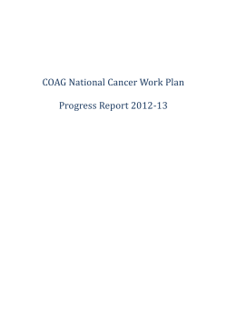 COAG National Cancer Work Plan Progress Report 2012-13