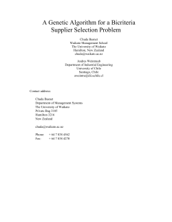 A Genetic Algorithm for a Bicriteria Supplier Selection Problem