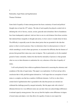 Rationality, Equal Status and Egalitarianism