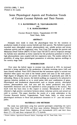 Some Physiological Aspects and Production Trends
