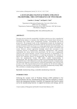 a sustainable manufacturing strategy framework