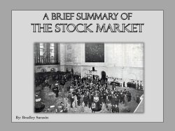 The Stock Market - MrsWelshsIntrotoBusiness