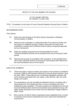Council Owned Sheltered Housing Stock