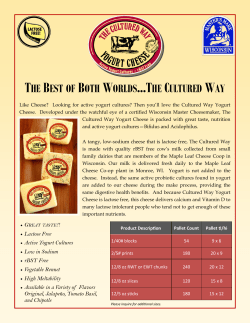 The Cultured Way Yogurt Cheese Sell Sheet