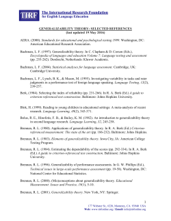 Generalizability Theory - The International Research Foundation for