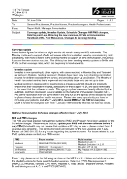 Coverage update, Measles Update, Schedule