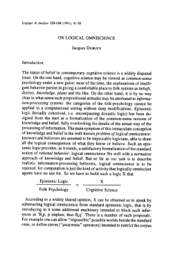 Introduction. ON LOGICAL OMNISCIENCE Jacques DUBUCS The