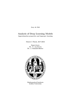 Analysis of Deep Learning Models