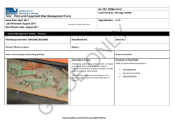 Plant and Equipment Risk Management Form