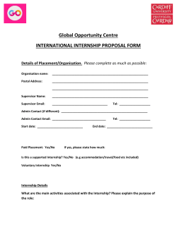 Global Opportunity Centre INTERNATIONAL INTERNSHIP