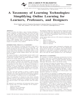 A Taxonomy of Learning Technologies
