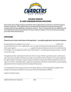 san diego chargers in-game scoreboard message application