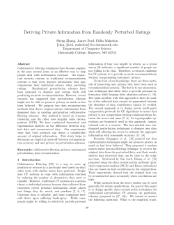 Deriving Private Information from Randomly Perturbed Ratings