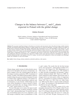 Changes in the balance between C and C plants expected in