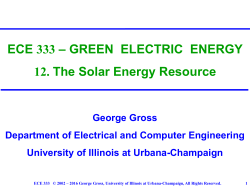 ECE 333 &ndash; GREEN ELECTRIC ENERGY 12. The Solar Energy